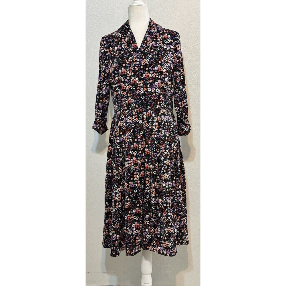 LILI SIDONIO MOLLY BRACKEN Women Size S Floral 3/4 Sleeve Dress Career Cottage